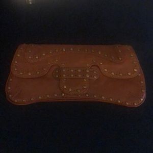 Brown studded clutch